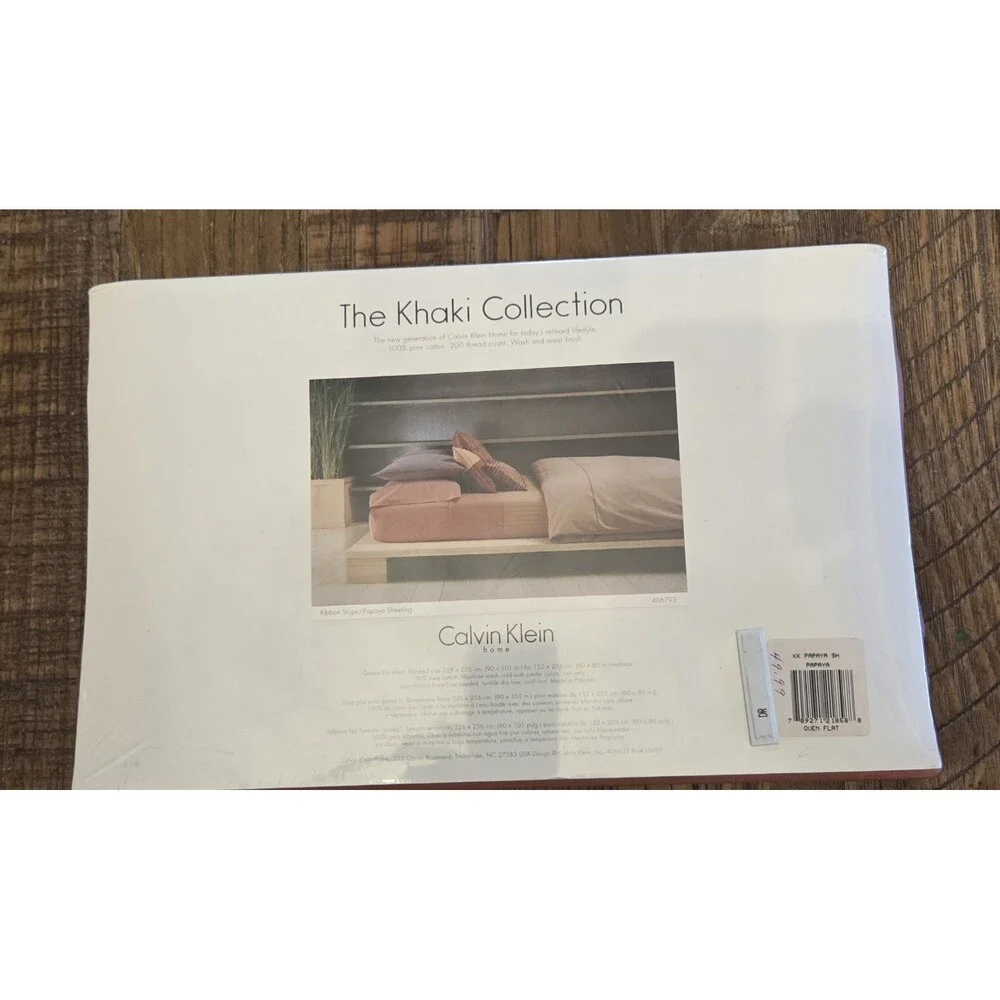 Calvin Klein The Khaki Collection Queen Flat Sheet Pure Cotton 200 Thread Ct NWT